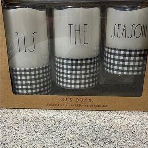 Rae Dunn Black and White Checkered LED Candle Set